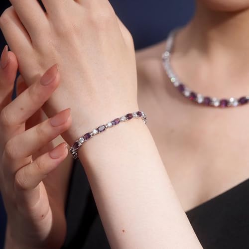 FANCIME Glamour Radiance Sterling Silver Birthstone Tennis Bracelets 7" | Charm Fine Jewelry Birthday Gifts for Women - color: Feb