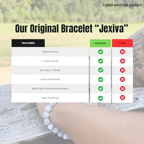 Set Of 2 Couples Bracelet Magnetic Healing Natural Bead Stone Stretch Bracelet Unisex Anniversary, Friendship, Valentine, Christmas Gift - color: Black+Howlite, style: Without Giftbox