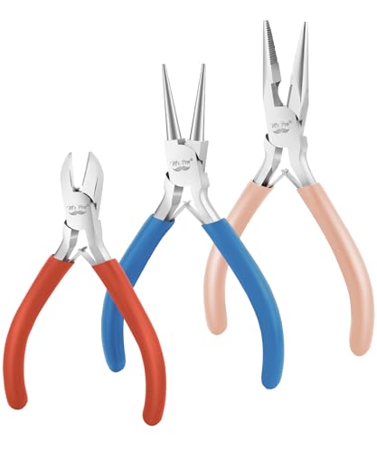 Mr. Pen- Pliers for Jewelry Making, 3 Pack, Chain Nose | Round Nose Pliers Set and Wire Cutter for Beading, Wire Wrapping, Jump Rings, Jewelry Repair, Crafting, DIY - color: Multicolor 1