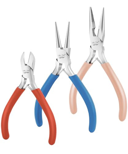 Mr. Pen- Pliers for Jewelry Making, 3 Pack, Chain Nose | Round Nose Pliers Set and Wire Cutter for Beading, Wire Wrapping, Jump Rings, Jewelry Repair, Crafting, DIY - color: Multicolor 1