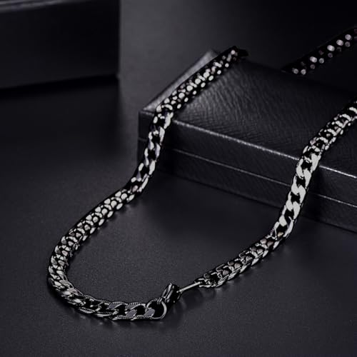 Necklace for Men Stainless Steel Statement Cuban Chain Necklace Gold/Silver/Black Plated 7mm Chain Hip Hop Jewelry 18/20/22/24/26/28/30 Inch - color: 7mm-Black Cuban Chain, size: Length 18 Inch