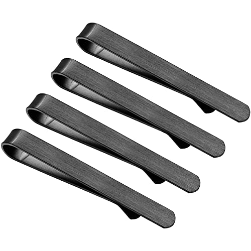 2.2/2.5 Inch Tie Clips for Men in Gift Box, Tie Bar Clip Set for Mens Regular Tie or Traditional Tie, Birthday Anniversary Christmas Gift - size: 2.2 Inch, style: 4PCS-Black Brushed