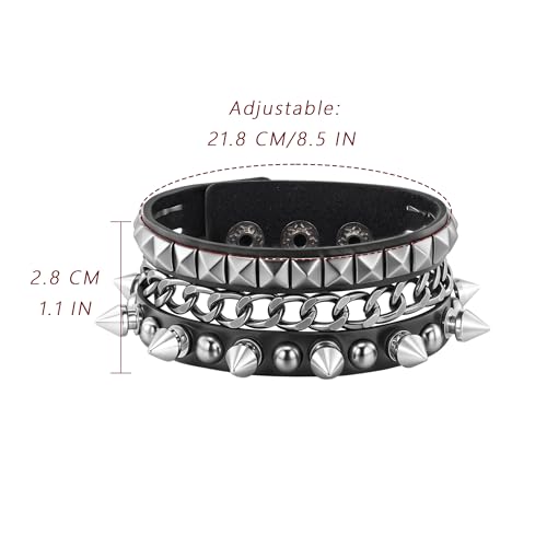 Mens Bracelet Braided Leather Punk Rock Cuff Bracelets Wrap Bracelet for Men Women Black - color: E2:3PCS