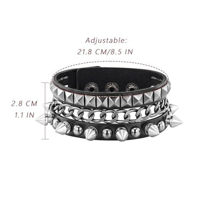 Mens Bracelet Braided Leather Punk Rock Cuff Bracelets Wrap Bracelet for Men Women Black - color: E2:3PCS