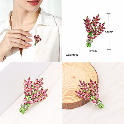 Lavender flower brooch crystal rhinestone tulip brooch elegant accessories jewelry women brooches and pins fashion jewelry wedding flowers lapel pin - color: Rose lavender brooch