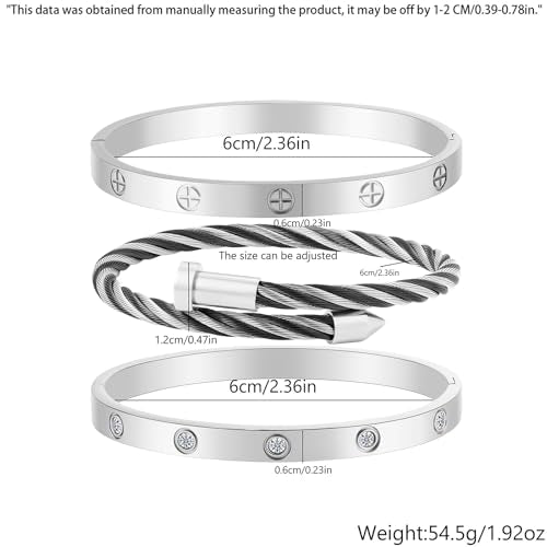 Camhanno Stackable Silver Bracelets for Women Stainless Steel Love & Friendship Bangle, Mothers Day Valentines Birthday Christmas Jewelry Gifts for Mom Her Wife Grandma - style: Style 13