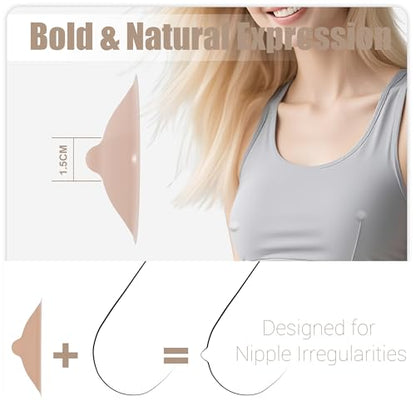 Reusable Nipple Covers with Piercing-Like Jewelry, Invisible Silicone Pasties for Women Nipple Covers for Party - color: Large Nipple