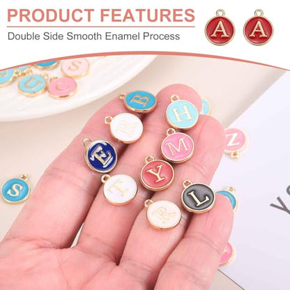 MECCANIXITY Letter Initial Charm Double Sided Alphabet Pendants A-Z Letter Charm for Jewelry Making Necklaces Bracelets Earrings DIY Accessories - color: White/Black/Blue/Red