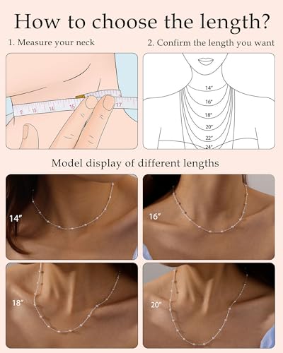 FUNEIA Dainty Pearl Necklace for Women 14K Gold Plated Faux Pearl Choker Necklaces Trendy White Silver Small Pearl Necklace Strand Wedding Prom Bridal Pearls Jewelry 14/16/18/20 Inches - color: 4mm-silver