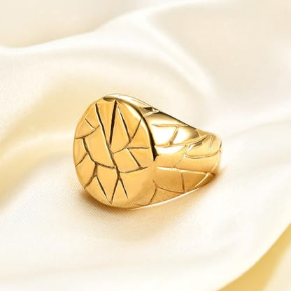 PCY Stainless Steel Gold Plated Men Women Band Ring - color: 18mm Gold YX