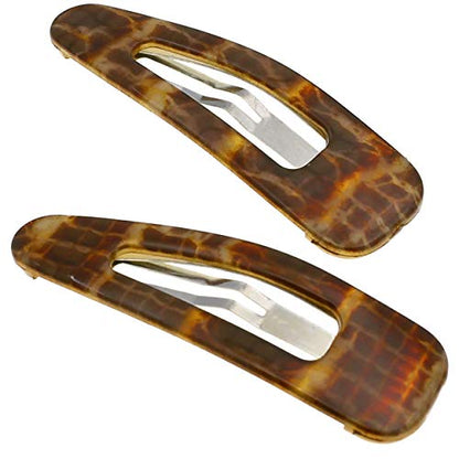 Camila Paris CP3093 French Hair Barrettes Clips, Snap Hair Slides Clic Clac for Women, Styling Girls Side Slide-in Metal Snap Pin Hair Accessories for Women. Strong Hold, No Slip Grip, Made in France - color: Brown 2"