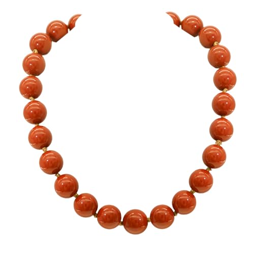 JNF Chunky Beaded Necklaces Women Large Big Ball Bead Choker Necklace Bold Statement Beads jewelry Gift - color: dark orange beaded