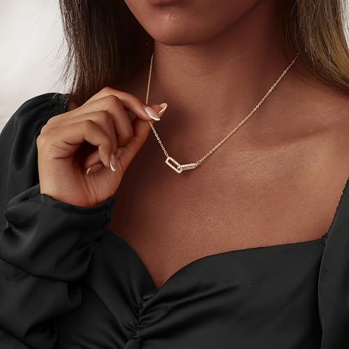Coshilta Layered Gold Necklaces for Women, 14K Plated Gold Sterling Silver Plated Dainty Pendant Necklace Set with Cubic Zirconia,Stackable Chain Choker,Trendy Personalized Jewelry Gift Non Tarnish - style: C-N0565-CZ