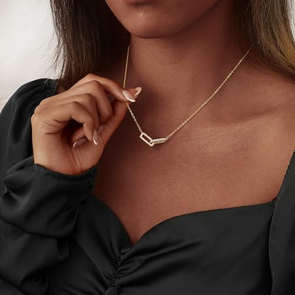 Coshilta Layered Gold Necklaces for Women, 14K Plated Gold Sterling Silver Plated Dainty Pendant Necklace Set with Cubic Zirconia,Stackable Chain Choker,Trendy Personalized Jewelry Gift Non Tarnish - style: C-N0565-CZ