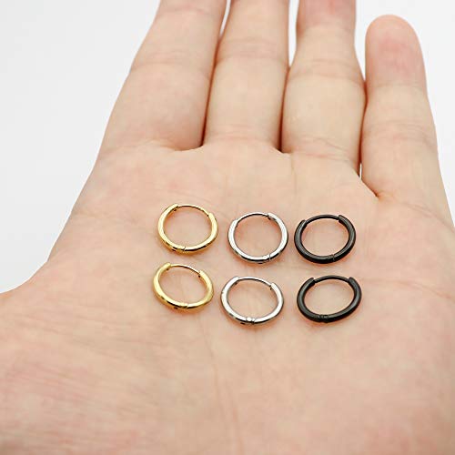 EACHLP Tiny Hoop Earrings 18K Real Gold Plating Surgical Steel Unisex - style: 10MM Hoops