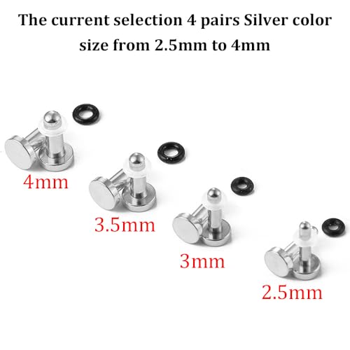LADEMAYH Comfy Dead Stretching Ear Tapers Stretching Kit, Small Gaps Packed, 0.5mm Increments, Surgical Stainless Steel 316L, Flat Top Ear Plugs, Pain-Free Body Piercing Jewelry for Women & Mens - color: Silver, size: 2.5-4mm 8pcs