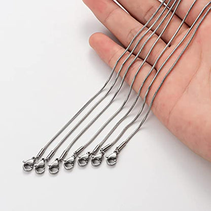12 Pack Necklace Chains 20 Inches Stainless Steel Snake Chain Necklace with Lobster Clasps for DIY Jewelry Making, 1.2 mm - size: 20 Inches