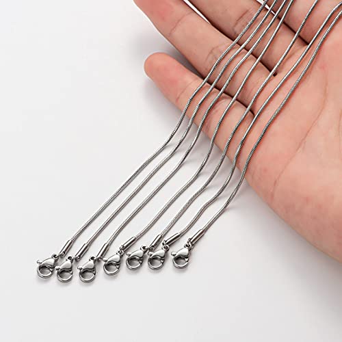 12 Pack Necklace Chains 18 Inches Stainless Steel Snake Chain Necklace with Lobster Clasps for DIY Jewelry Making, 1.2 mm - size: 18 Inches
