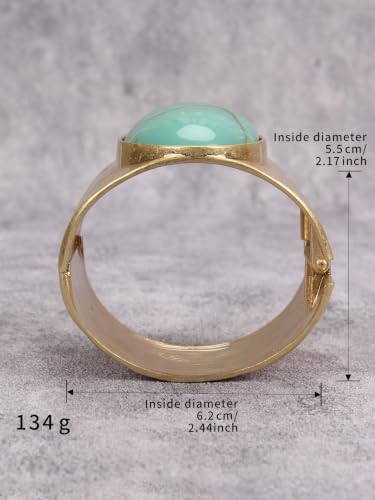 GelConnie Chunky Cuff Bangle Bracelet for Women, Statement Jewelry | Gold and Silver Tone Cuff Bangles with Resin, Crystal and Textured Accents for Party, Vacation and Dressy Looks - style: Bangle 06-Turqoise