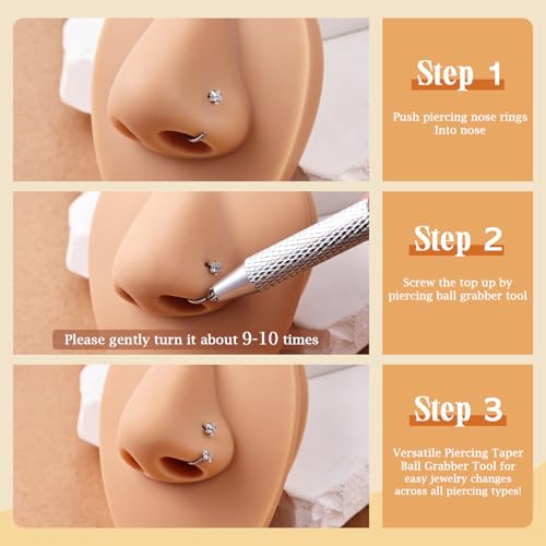 AOEDEJ 20G Titanium Horseshoe Nose Rings Internally Threaded Septum Jewelry Lip Rings Hoop Labret Jewelry Spike CZ Ball Horse Shoe Nose Ring Hoops for Women Men - style: Gold-10mm