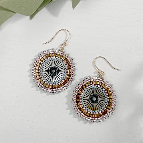 Colorful Bead Earrings For Women Summer Beach Handmade Bead Earrings Bohemia Hoop Dangle Earring For women - color: Brown