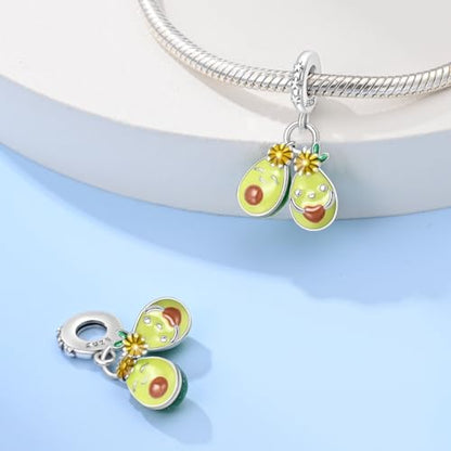 HappyStar 925 Sterling Silver Charms for Bracelets and Necklace Dangle Pendants Beads Charms Fits Charms Bracelets for Woman Jewelry Gifts (with one Spacer Bead Charms) - style: Avocado Sisters Charms