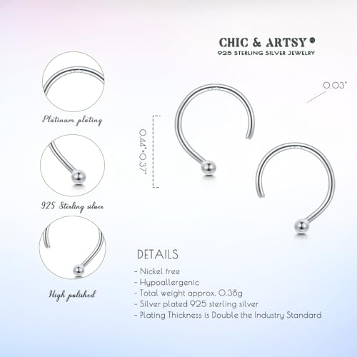 CHIC & ARTSY Half Hoop Earrings 925 Sterling Silver Huggie Earrings for Women Hypoallergenic Sterling Silver Small Huggie Hoop Earrings for Women - color: #6 half hoop