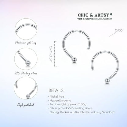 CHIC & ARTSY Half Hoop Earrings 925 Sterling Silver Huggie Earrings for Women Hypoallergenic Sterling Silver Small Huggie Hoop Earrings for Women - color: #6 half hoop