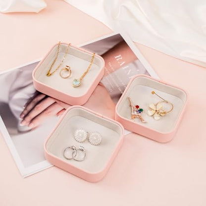 Set of 3 Small Stackable Jewelry Organizer Trays Mini Jewelry Drawer Oragnizer Small Jewelry Display Tray for Necklace Bracelet Rings Earrings and Makeup (LightPink) - color: LightPink