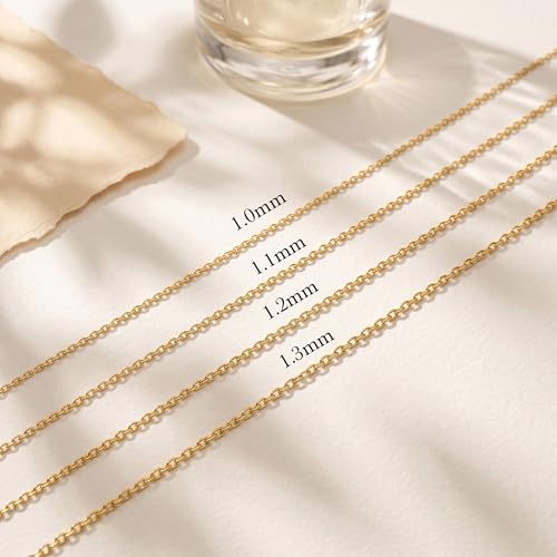 Gold Necklaces for Women 14K Gold Chain for Women Gold Cable Chain | Dainty Gold Cable Chain Necklace for Womens Simple Cable Chain for Men Necklaces 14-26” 14k gold necklaces for women men - size: 20in-50cm, style: 1.1mm