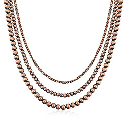 Navajo Pearl Necklace Western Jewelry for Women Cowgirl | Layered Western Necklaces Country Concert Choker Jewelry Gift - color: red 1pcs (4mm+6mm+8mm)