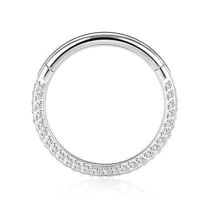 GAGABODY Septum Clicker Conch Piercing Jewelry 16 Gauge Earrings Hoop 20g Ring Nose Hoops Surgical Steel Lip Rings with 3 Sides CZ Helix Rook Cartilage Earrings - color: Style11:Silver+3 Sides CZ