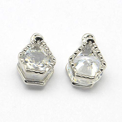 Beadthoven 100pcs Cubic Zirconia Alloy Charms Platinum Lamp Shaped Crystal CZ Stone Pendants for DIY Jewelry Making Choker Necklace Tiny Dangle Earrings Accessories - color: Platinum-Lamp Shap
