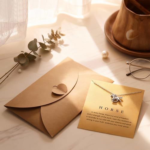 Baydurcan Dainty Silver Necklace for Women Ankh Horse Celtic Necklace Gifts | Dainty charm gifts for friends sister mother, birthday, christmas, graduation gifts. Ready to give with card & envelope. - style: Horse