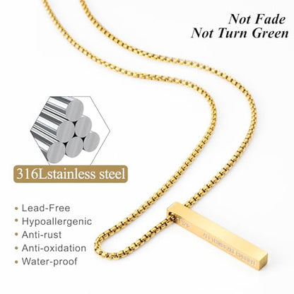 Romass 2Pcs Pendant Necklace for Men,Stainless Steel Silver Black Gold Bible Verse Chains for Men Vertical Bar Pendant Gifts Jewelry Box 16-24 Inches - size: 20 in, style: 2Pcs(silver+gold) 1.6 "* 0.2'' pendant