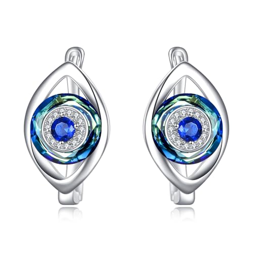 Blue Evil Eye/Celtic/Owl/Moonstone/Paw Print/Cubic Zirconia Hoop Earrings for Women 925 Sterling Silver Women Earrings Jewelry - style: eye A