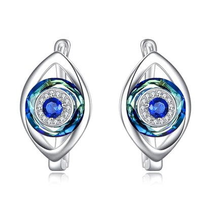 Blue Evil Eye/Celtic/Owl/Moonstone/Paw Print/Cubic Zirconia Hoop Earrings for Women 925 Sterling Silver Women Earrings Jewelry - style: eye A