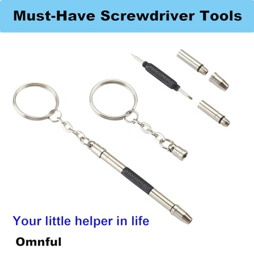 Glasses Repair Kit with Precision 5 in 1 Mini Screwdrivers Set Keychain for Eyeglasses, Sunglasses, Jewelry, Watch, Electronics, Toy, Eye glass Repairing Kit, Hex, Phillips, Flat Head (2pcs Black) - color: 2 Pcs Black