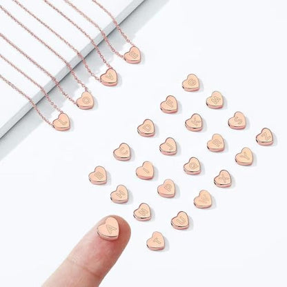 Turandoss Tiny Heart Initial Necklaces for Girls | 14K Rose Gold Plated Heart Pendant Handmade Dainty Letter Initial Necklaces for Teen Girls Jewelry - color: B