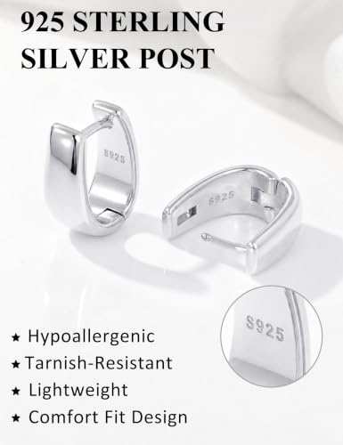 Small Chunky Hoop Earrings for Women Gold Huggie Earrings | 14K Gold Plated Non Tarnish, Hypoallergenic 925 Silver Post, Small Thick Huggie Hoop Earrings, Lightweight Small Hoops - color: Silver, size: 8mm(mini)