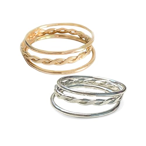 Braid Stack Fitted Toe Rings Gold Filled or Sterling Silver - Three Stackable Rings - Wear on Toe, Finger, Thumb or Knuckle
