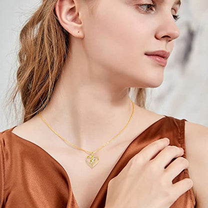 SISGEM 14K Solid Gold Heart Necklace for Women,Yellow Gold 0.55 Carat(CTTW) Moissanite Infinity Heart Pendant Necklaces Anniversary Birthday Gifts for Wife Mom 16''-18'' - color: Style-4