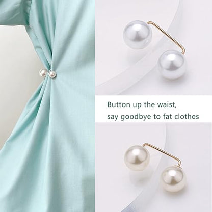 12 Pack Brooch Pins Artificial Pearl Safety Pins Anti-exposure Neckline Sweater Shawl Clips with Double End Decorative Pearls Cardigan Collar Holder for Women Wedding Dress Blouse V-line Tops
