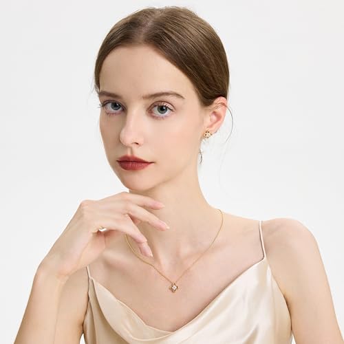 COBI T Bar Necklace for Women, Circle Pendant Necklaces,Gold Tone Finished Four Leaf Clover | Link Chain Necklace with T-Bar Charm, Adjustable 17"/18"+2" Jewelry Gift - color: Gold, style: Four Leaf Clover