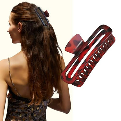 5 Inch Hair Claw Clips Extra Large Square No Slip Big Matte & Glossy XL Rectangle Clip for Thick Curly Long Hair Women, 4 Pack - color: A4 5 inch