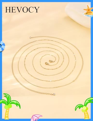 Gold Layered Waist Chain for Women, Adjustable Belly Chain | Adjustable layered waist chain for beach days, summer outfits, festivals, vacations, parties, and daily styling - style: Gold Style 6