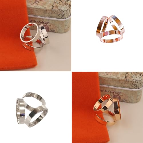 SYWDUDUCLT Scarf Ring for Women's Shawl, Silk Neckerchief, Tshirt, Gold/Sivler, S/M/L, 2 Pcs - style: 3-Ring
