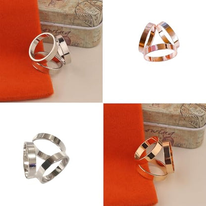 SYWDUDUCLT Scarf Ring for Women's Shawl, Silk Neckerchief, Tshirt, Gold/Sivler, S/M/L, 2 Pcs - style: 3-Ring