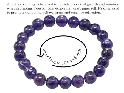 Amazing Gemstone Amethyst Crystal Bracelet for Women Men's Gifts - Protection Healing Crystal Bracelet - 8mm Gemstone Beaded Stretchable Bracelet Pulseras Para Hombres Mujer Stocking Stuffers Mothers Day Gift - color: Amethyst