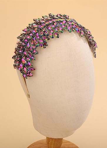 Bridal Crystal Headband for Wedding Party Large Crystal Hair Band Headpiece Hair Accessories for Bride Hair Clips for Prom Party Gift(color) - color: color
